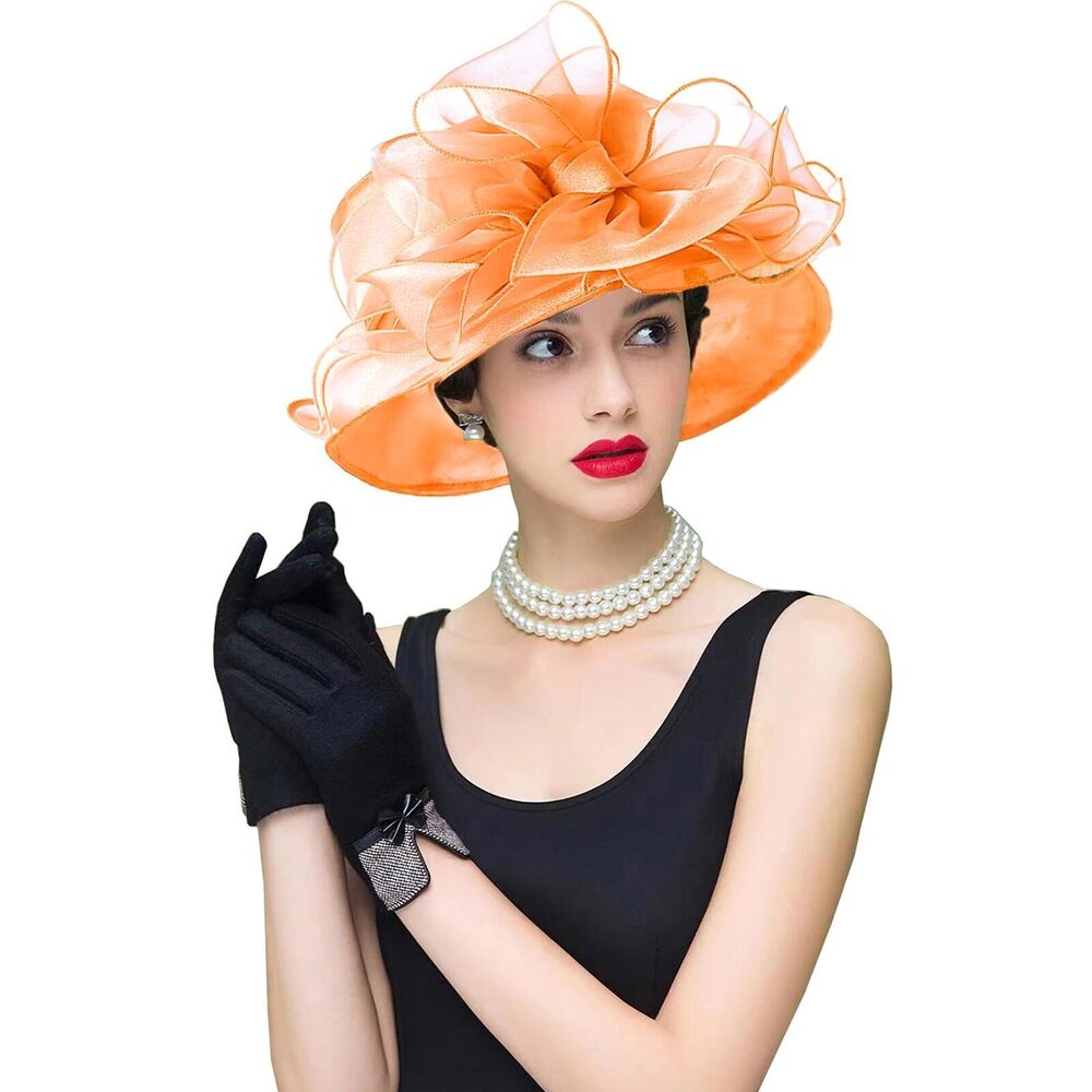 1128 Women's Organza Cloche Bowler Hat Derby Fascinator For Tea Party